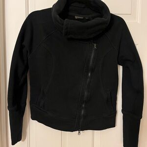 Black Zip-Up Jacket with High Collar